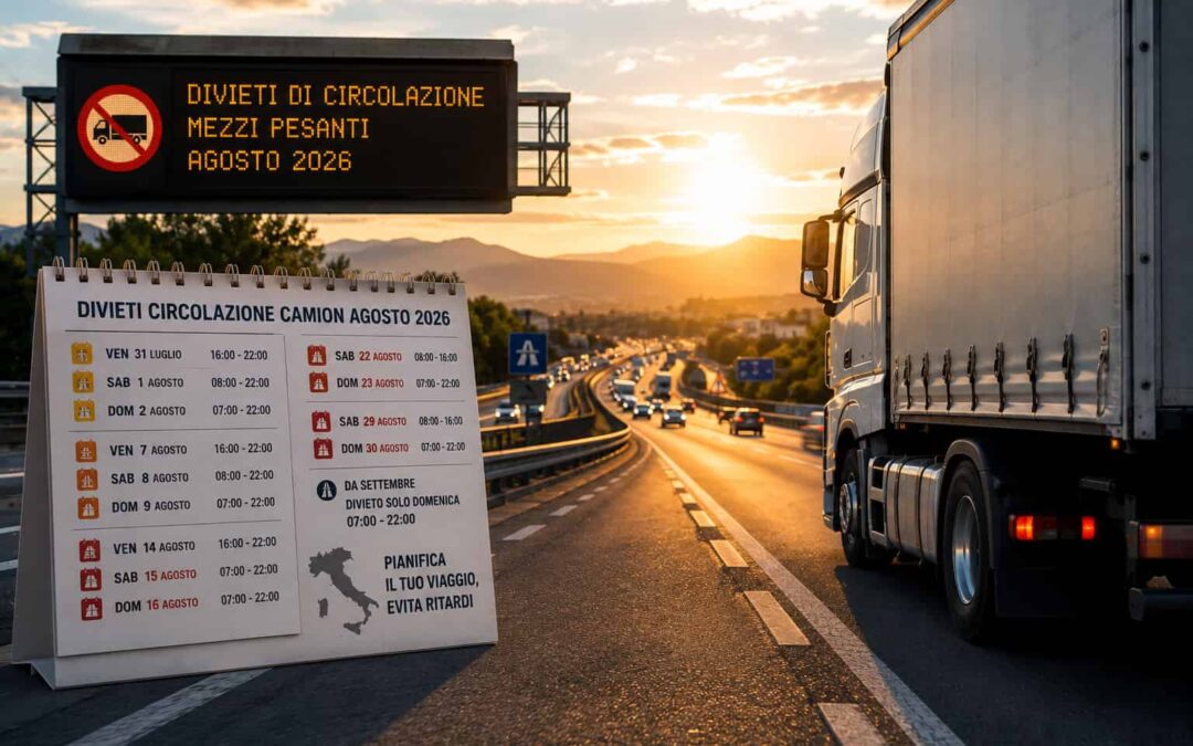 Divieti di circolazione camion: il calendario completo di agosto 2026